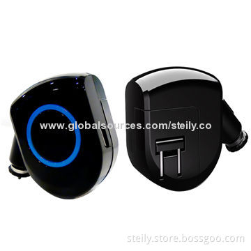 Latest All-in-one Car and Wall Charger with Dual USB Ports, for iPhone and Smartphones
